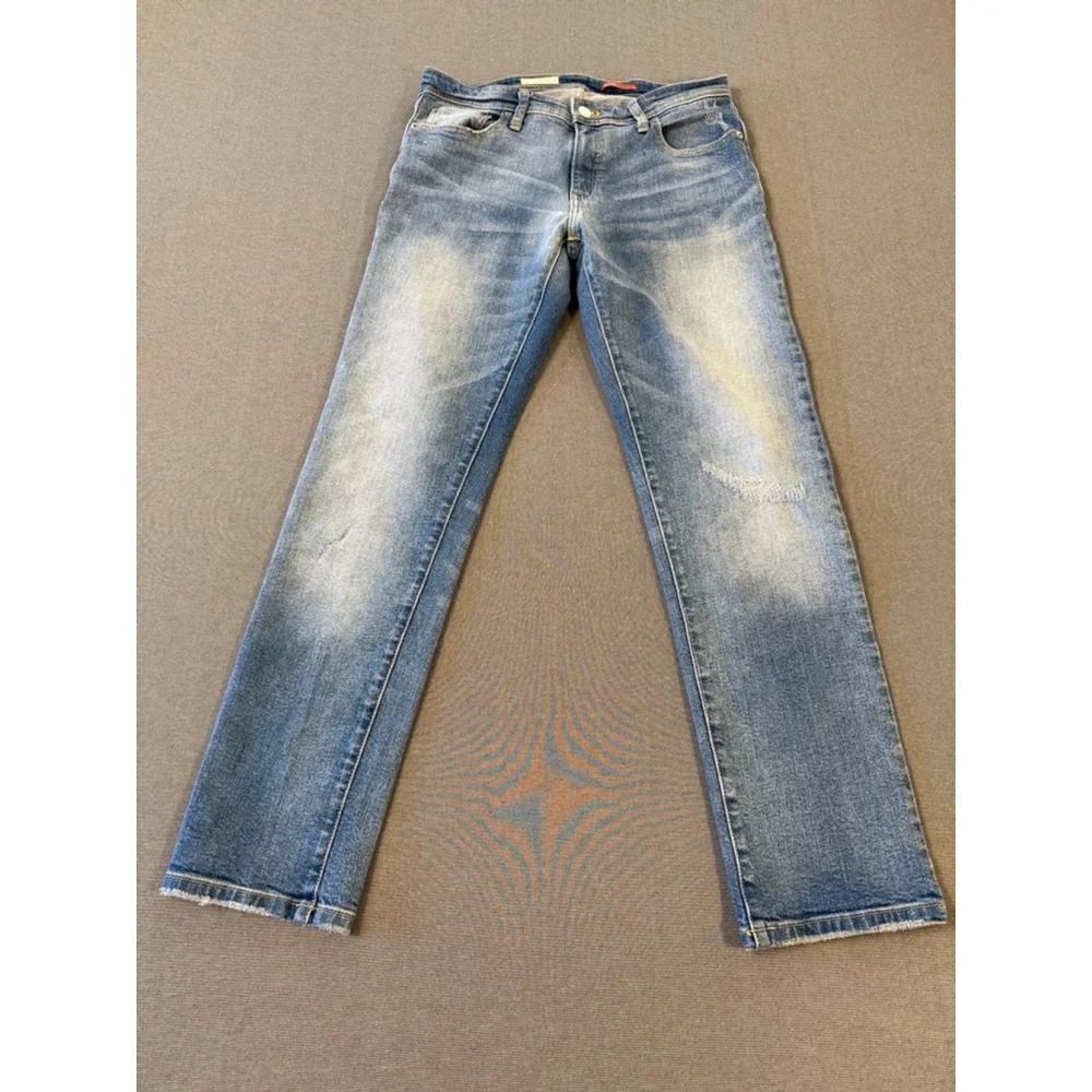 Anthropologie Pilcro denim jeans distressed light blue straight leg size 27